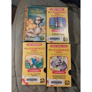 Golden Book Video Lot of 4 VHS - Peter Rabbit, The Ugly Duckling, Aesop's Fables